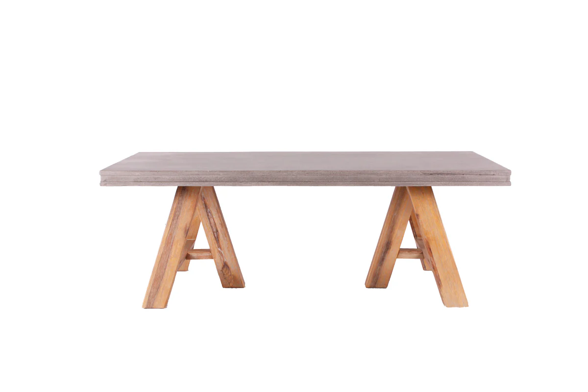 18' Concrete and Solid Acacia Wood Coffee Table By Homeroots - Image 3