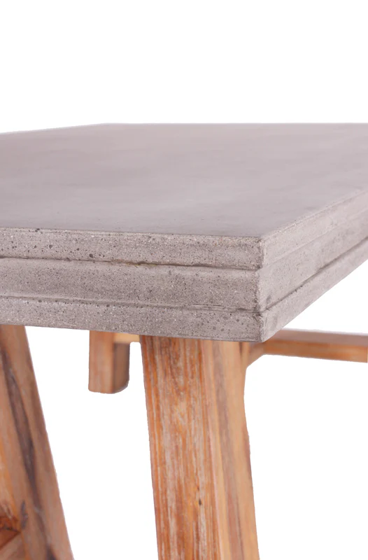18' Concrete and Solid Acacia Wood Coffee Table By Homeroots - Image 4