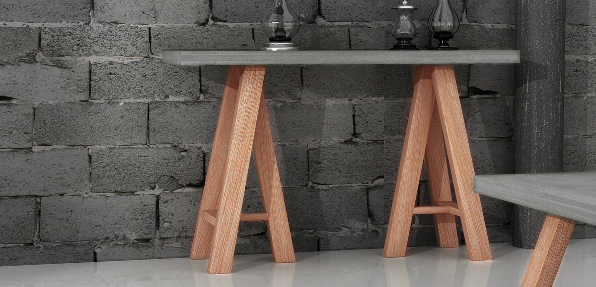 18' Concrete and Solid Acacia Wood Coffee Table By Homeroots - Image 6