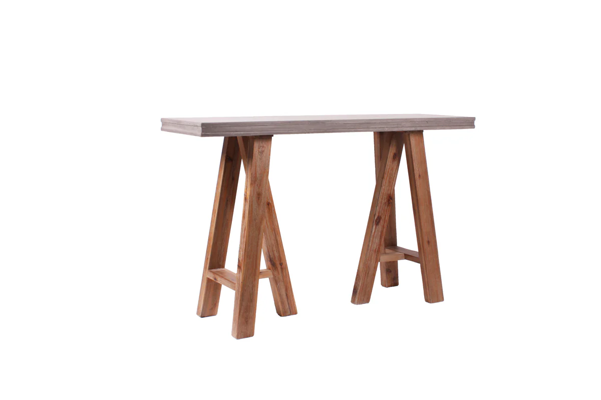 18' Concrete and Solid Acacia Wood Coffee Table By Homeroots - Image 7