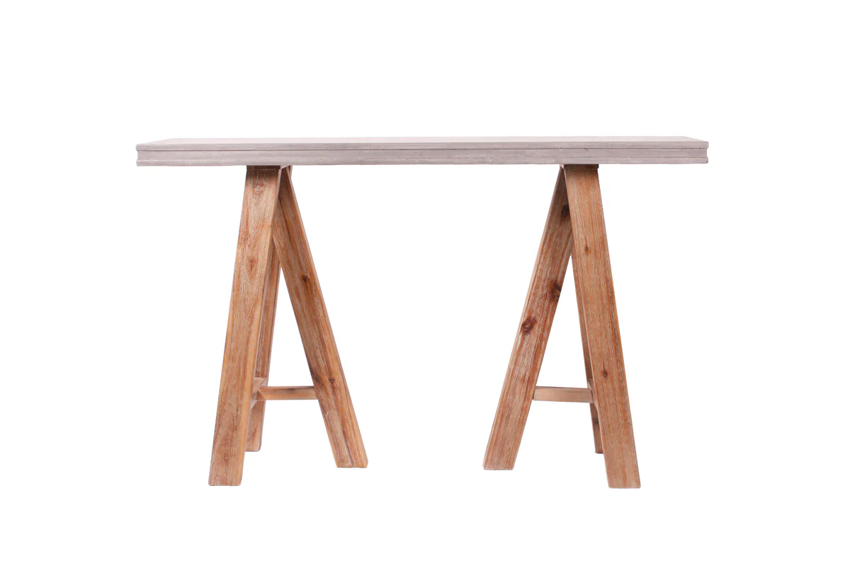 18' Concrete and Solid Acacia Wood Coffee Table By Homeroots - Image 8