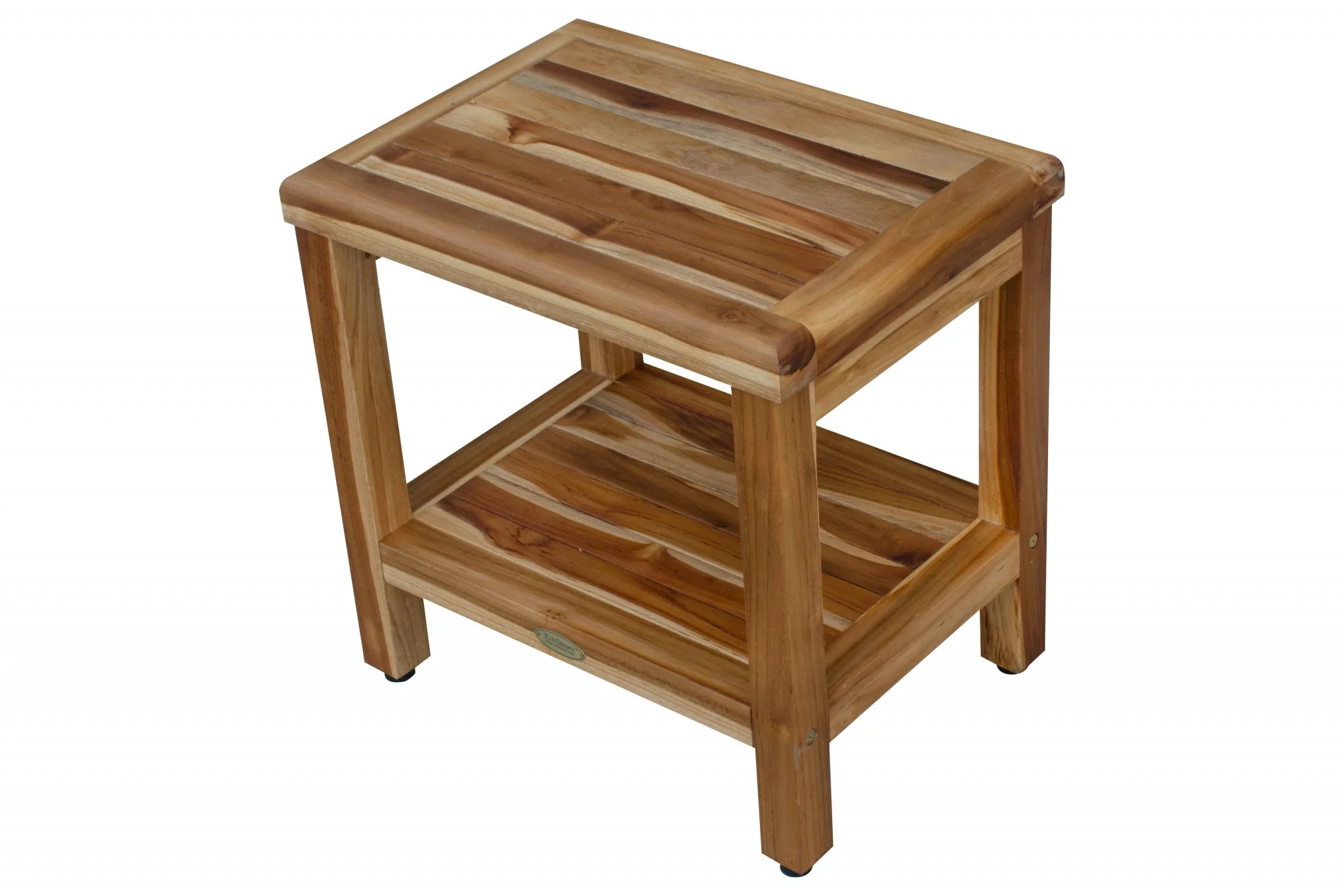 18" Contemporary Teak Shower Stool or Bench with Shelf in Natural Finish By Homeroots - Image 4