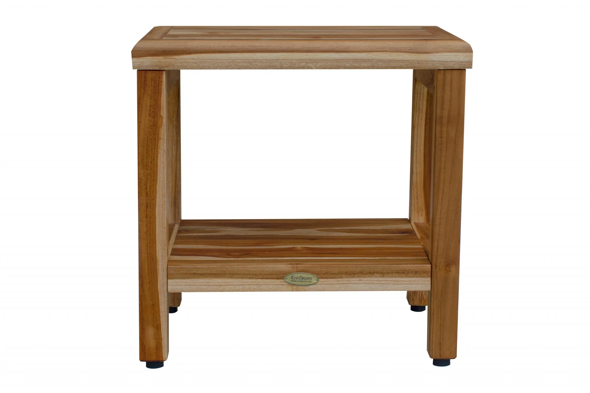 18" Contemporary Teak Shower Stool or Bench with Shelf in Natural Finish By Homeroots - Image 5