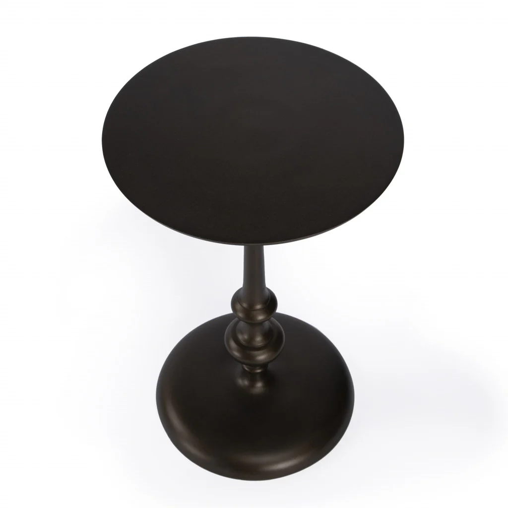 18" Dark Burnished Bronze Aluminum Round Top Pedestal End Table By Homeroots - Image 2