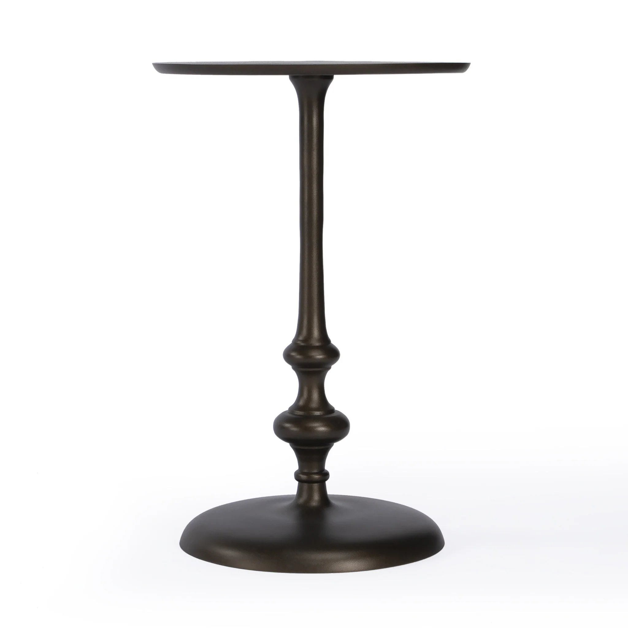 18" Dark Burnished Bronze Aluminum Round Top Pedestal End Table By Homeroots - Image 3