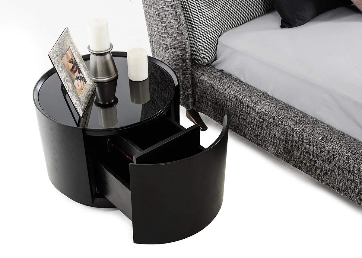 18' Dark Oak Veneer And Glass Nightstand With A Drawer By Homeroots - Image 3