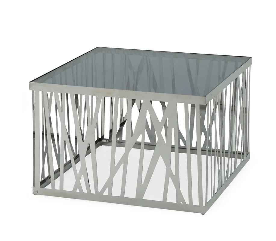 18' Glass and Stainless Steel End Table By Homeroots - Image 2