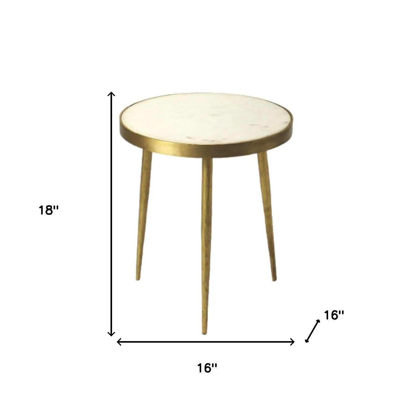 18" Gold And White Marble Round End Table By Homeroots - Image 5