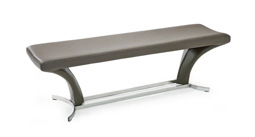 18' Grey Leatherette and Steel Dining Bench By Homeroots - Image 2