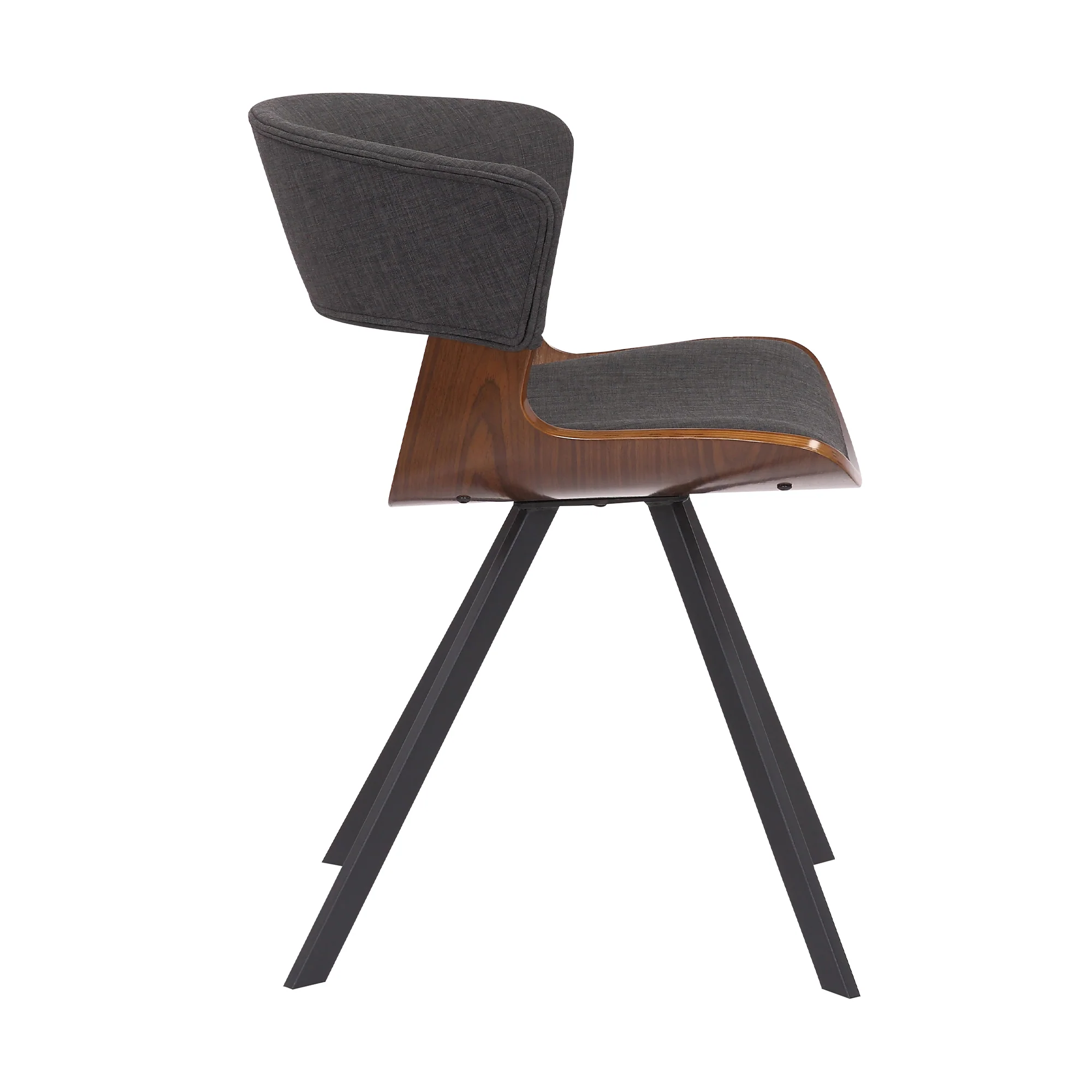 18 Inches Curved Padded Dining Chair With Angled Legs Brown And Black By Benzara - Image 2