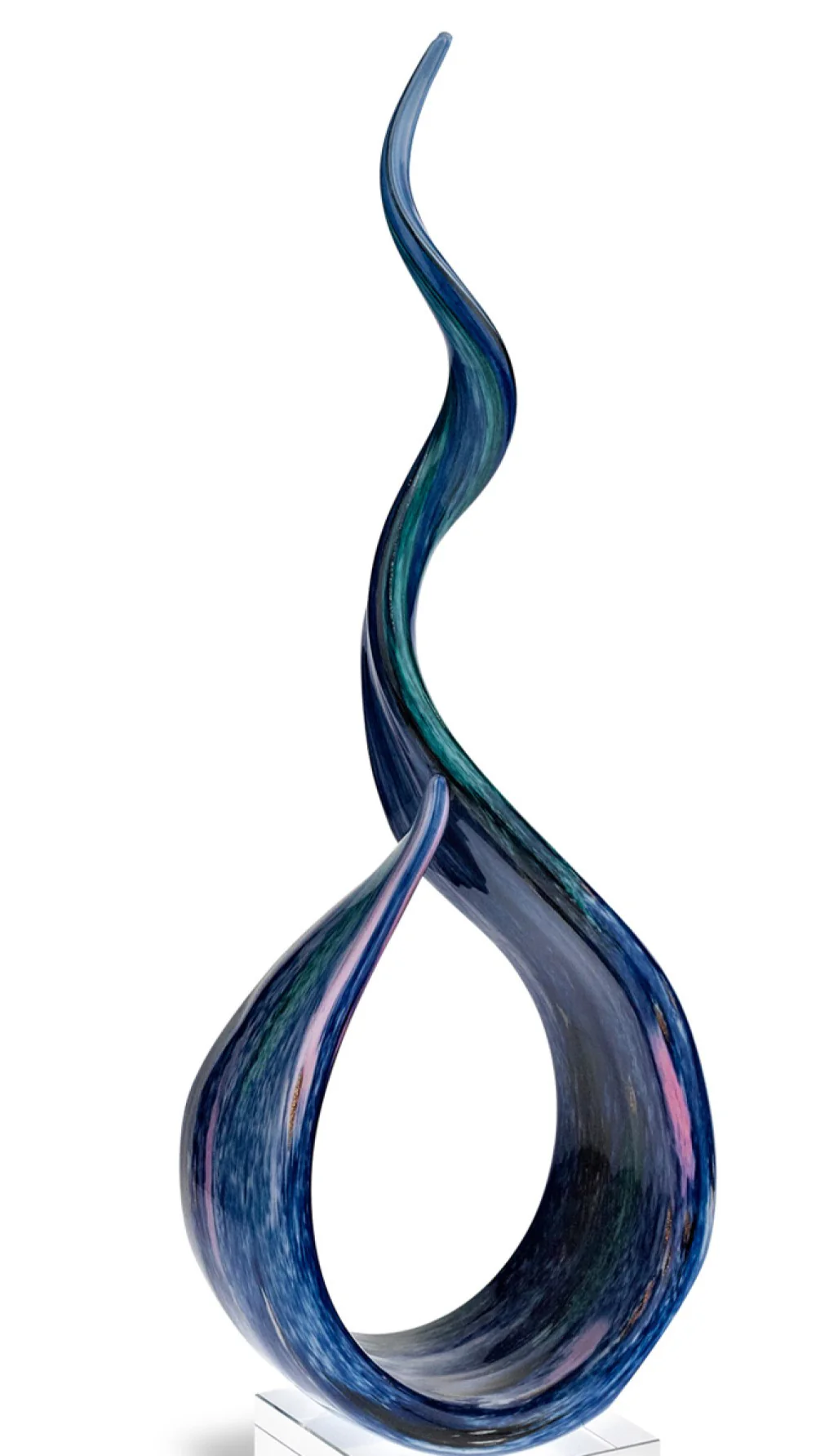 18 MultiColor Art Glass Centerpiece on Black Crystal Base By Homeroots - Image 2