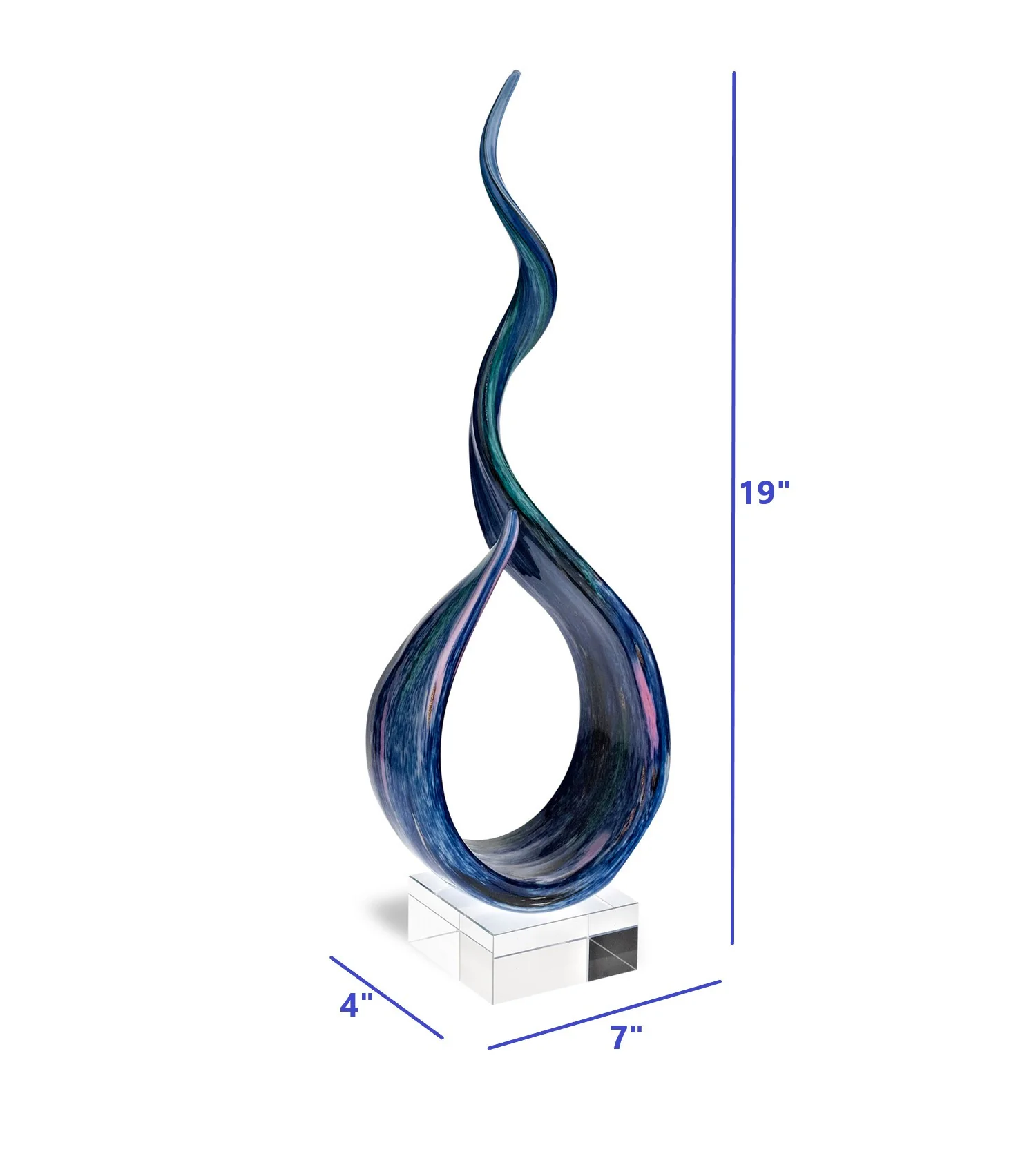 18 MultiColor Art Glass Centerpiece on Black Crystal Base By Homeroots - Image 4