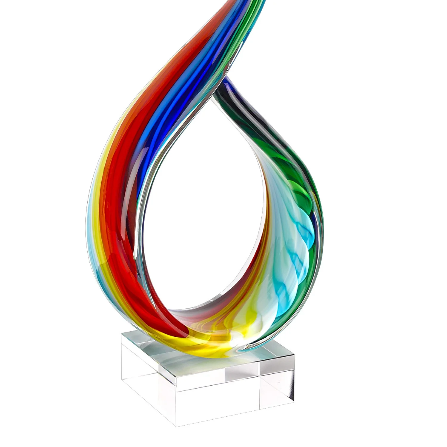 18 MultiColor Art Glass Centerpiece on Crystal Base By Homeroots - Image 2