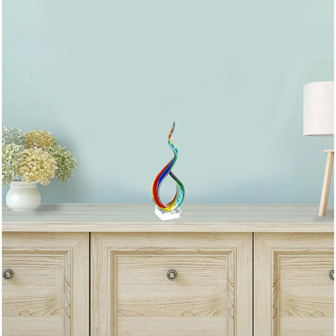 18 MultiColor Art Glass Centerpiece on Crystal Base By Homeroots - Image 3