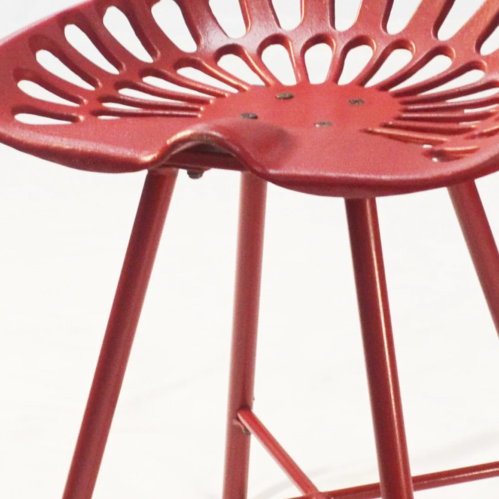 18" Red Metal Backless Stool By Homeroots - Image 3