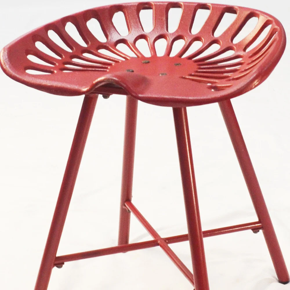 18" Red Metal Backless Stool By Homeroots - Image 4
