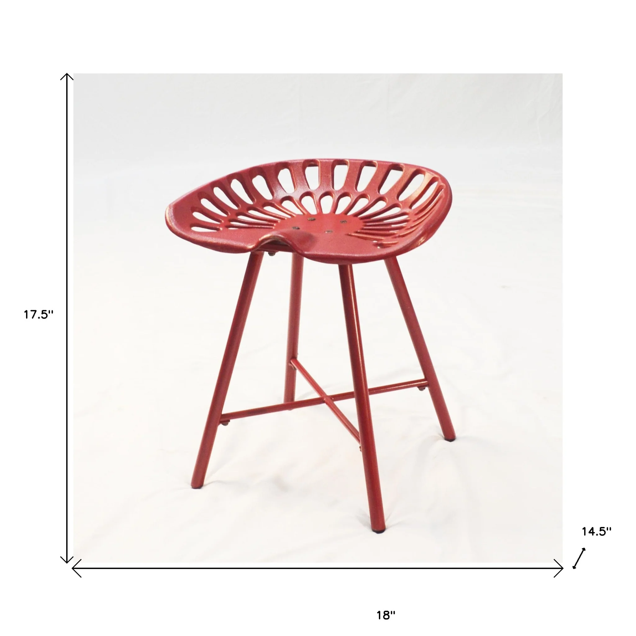 18" Red Metal Backless Stool By Homeroots - Image 5