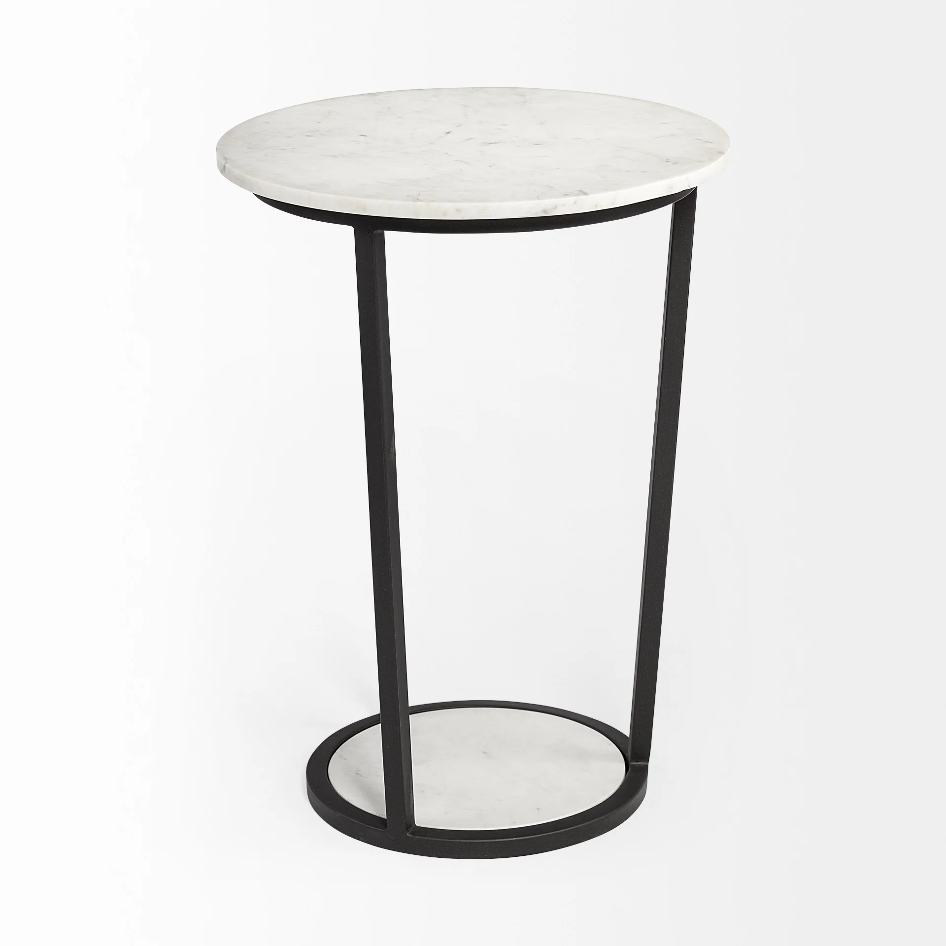 18' Round White Marble Top Accent Table with Black Metal Frame By Homeroots - Image 2