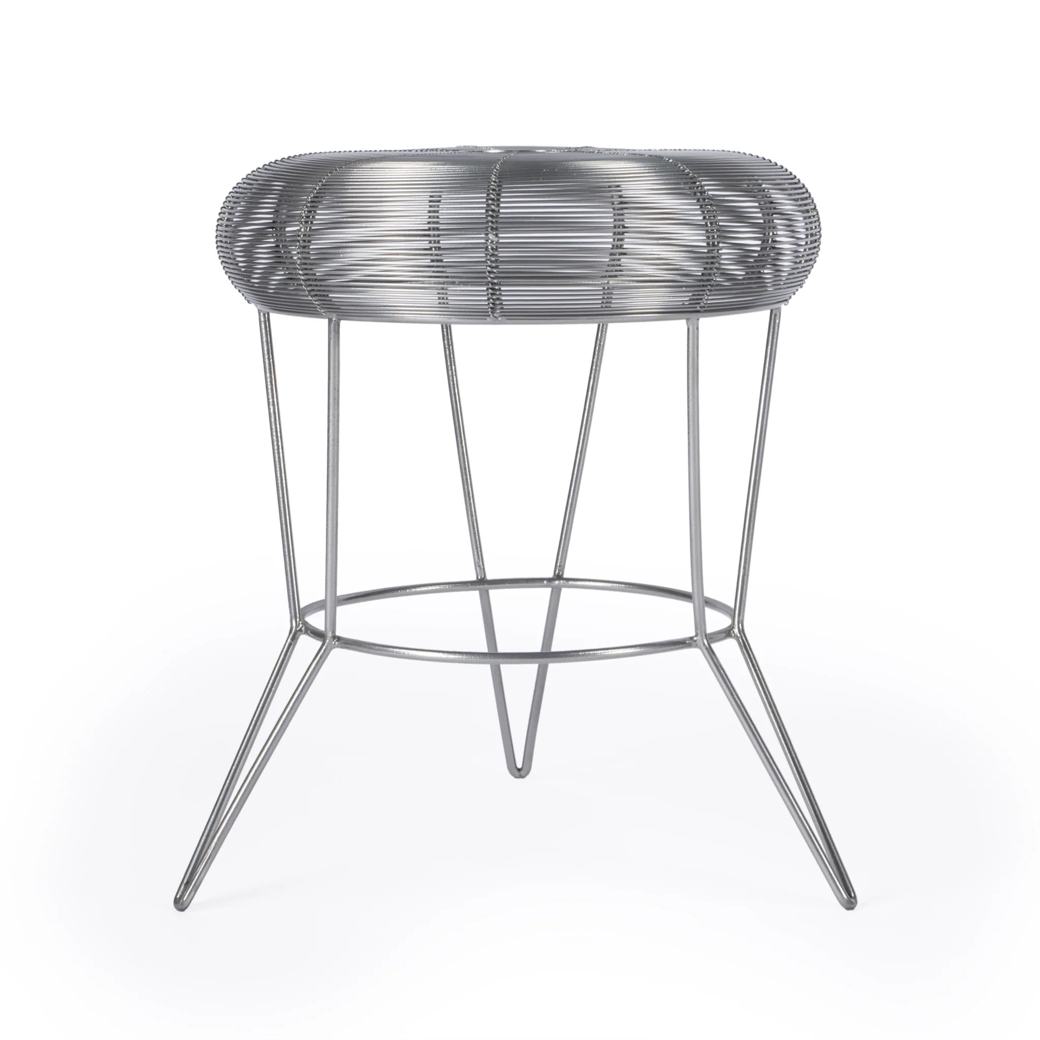 18" Silver Wire Round End Table By Homeroots - Image 2