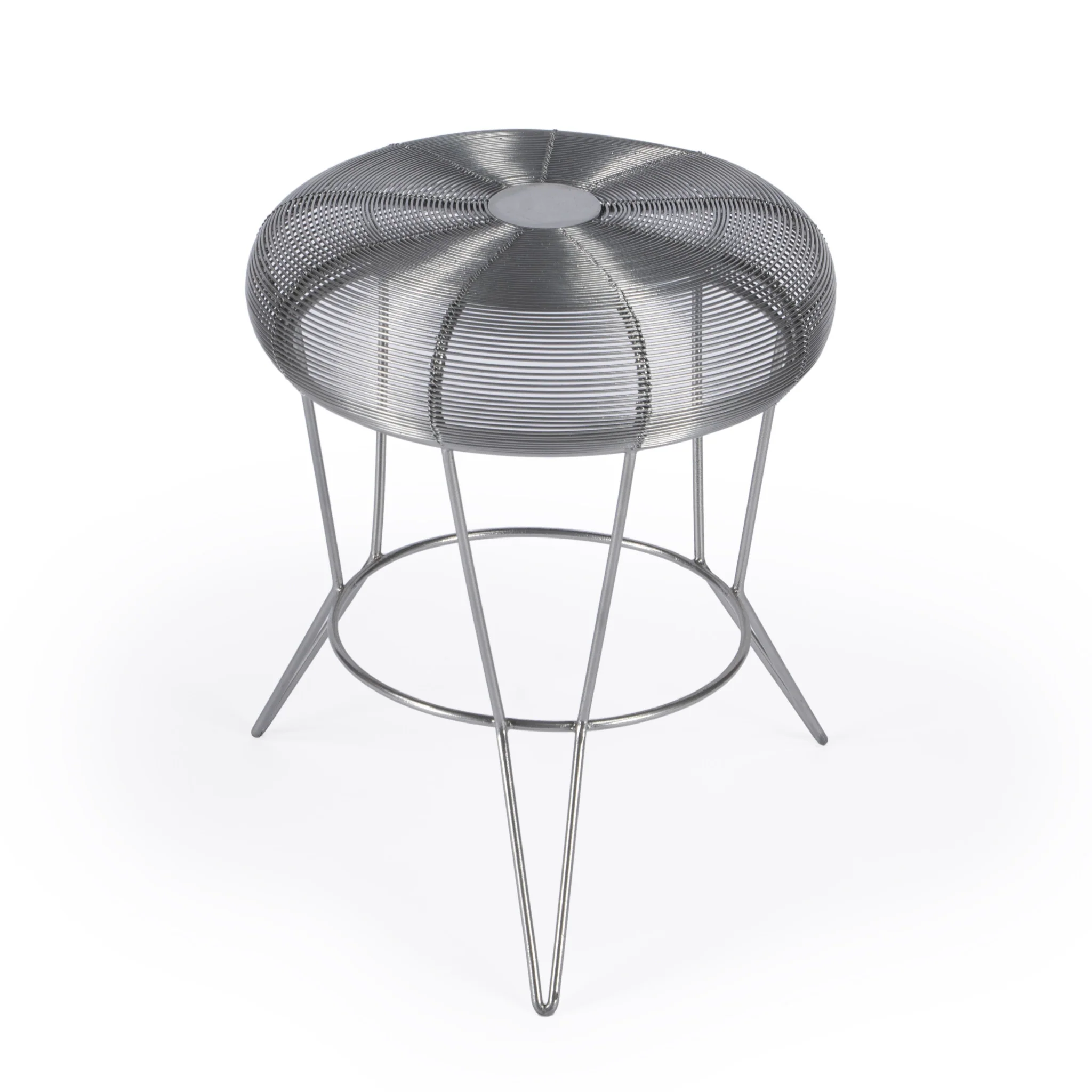 18" Silver Wire Round End Table By Homeroots - Image 3