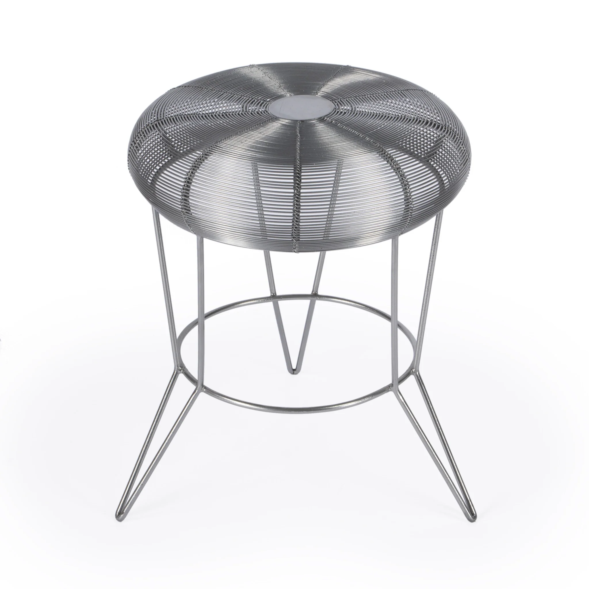 18" Silver Wire Round End Table By Homeroots - Image 4