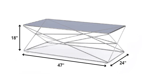 18' Smoked Glass and Stainless Steel Coffee Table By Homeroots - Image 2