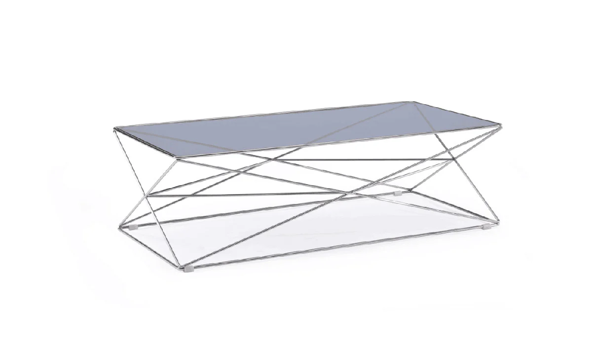 18' Smoked Glass and Stainless Steel Coffee Table By Homeroots - Image 3