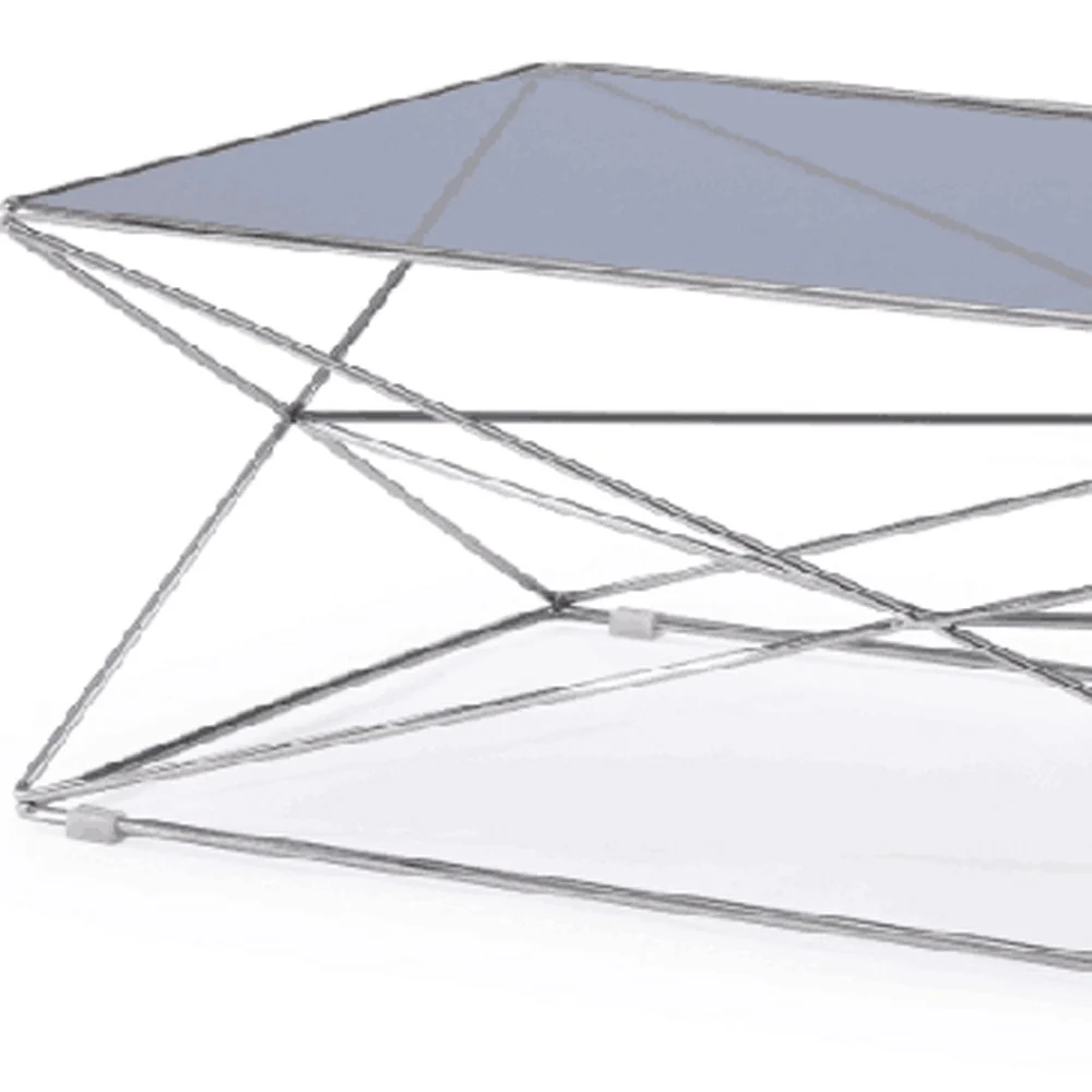 18' Smoked Glass and Stainless Steel Coffee Table By Homeroots - Image 4