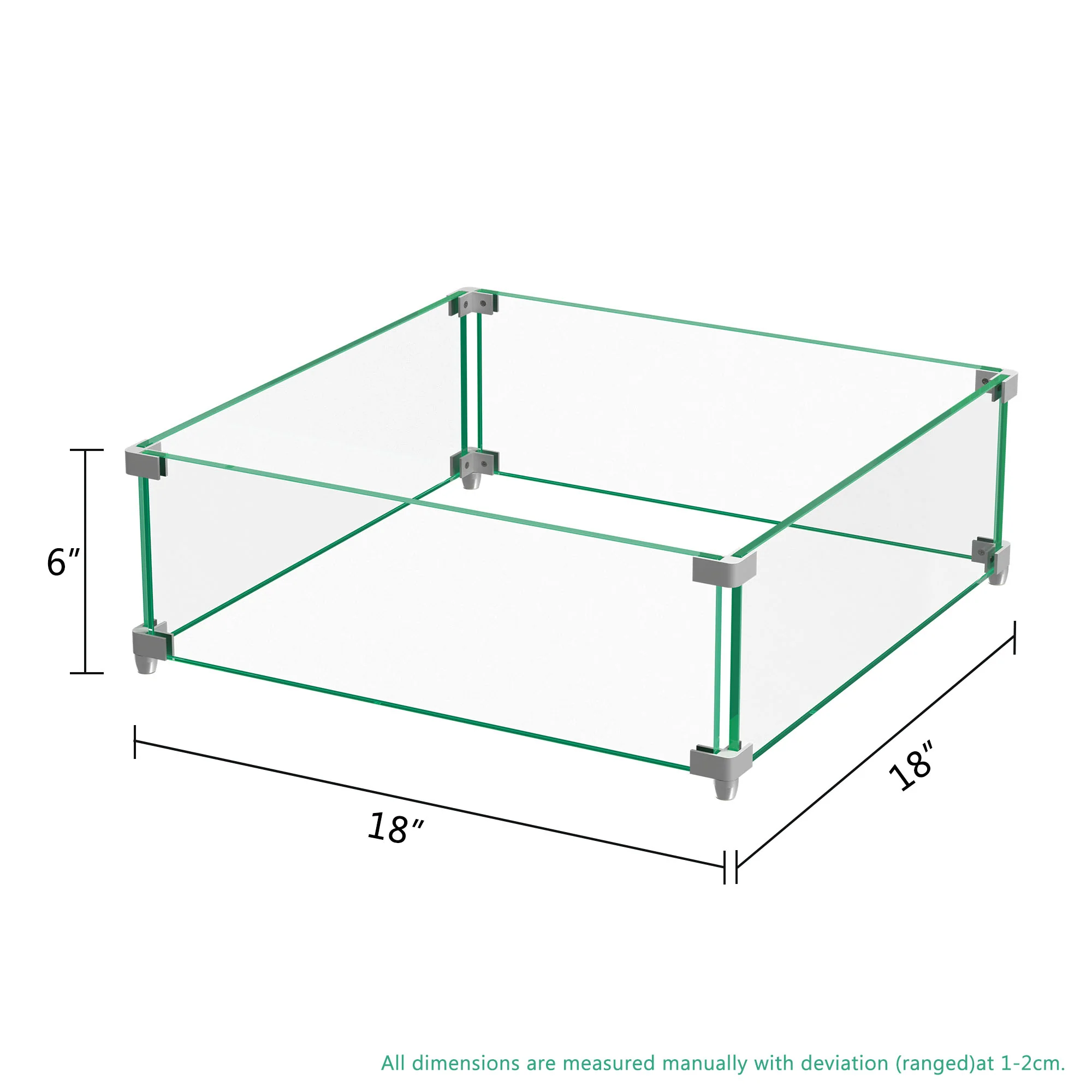 18" Square Glass Fire Pit Flame Guard By Homeroots - Image 3