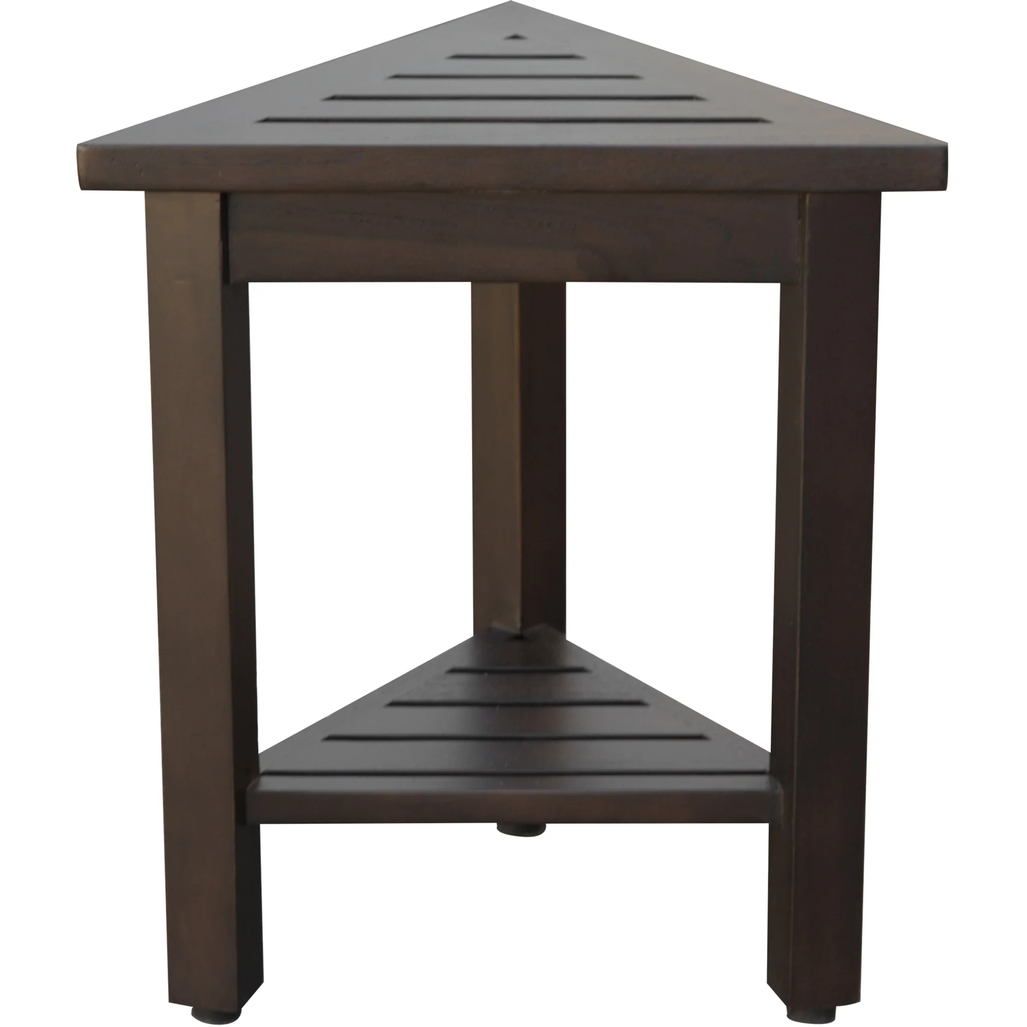 18" Teak Corner Shower Stool or Bench with Shelf in Brown Finish By Homeroots - Image 3