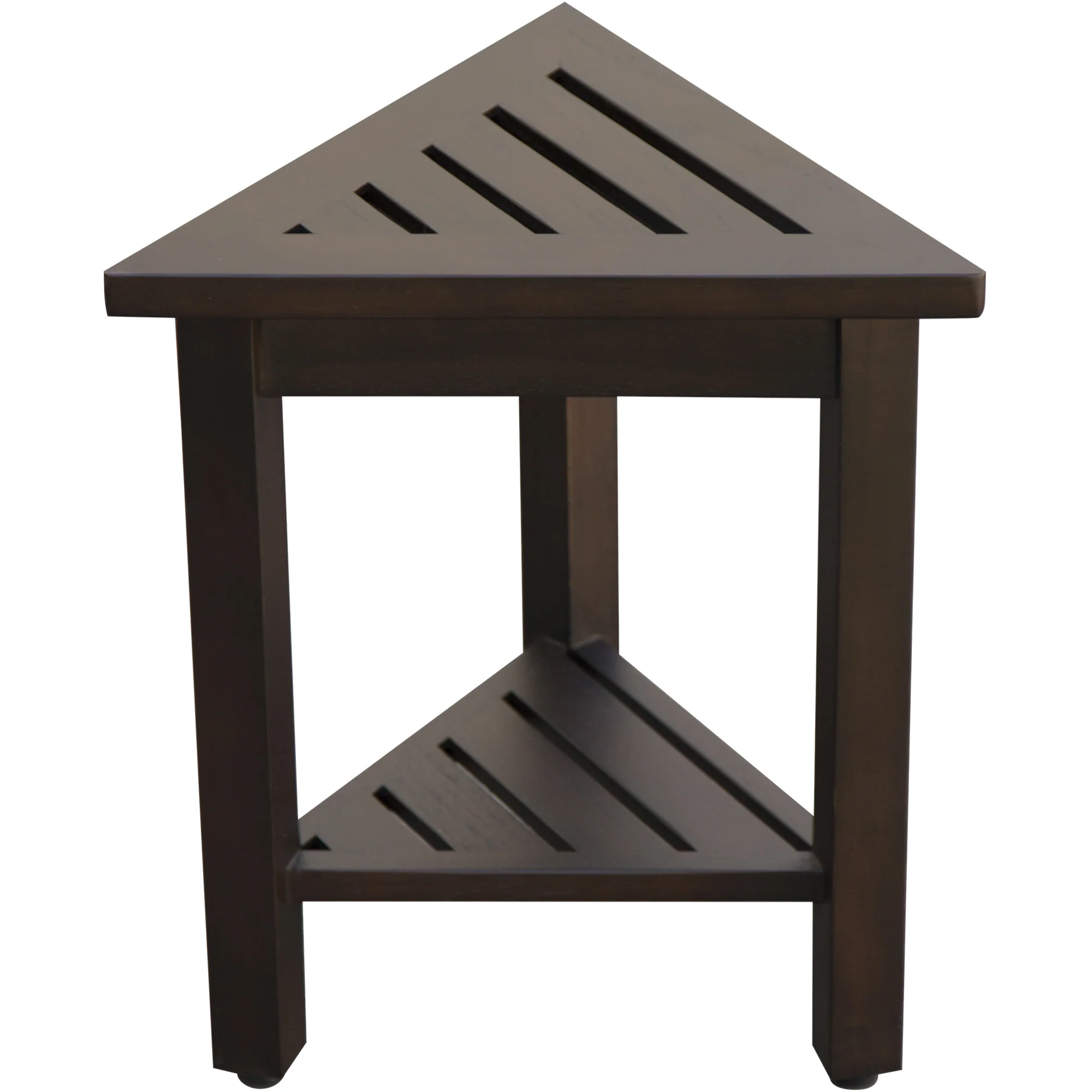 18" Teak Corner Shower Stool or Bench with Shelf in Brown Finish By Homeroots - Image 5