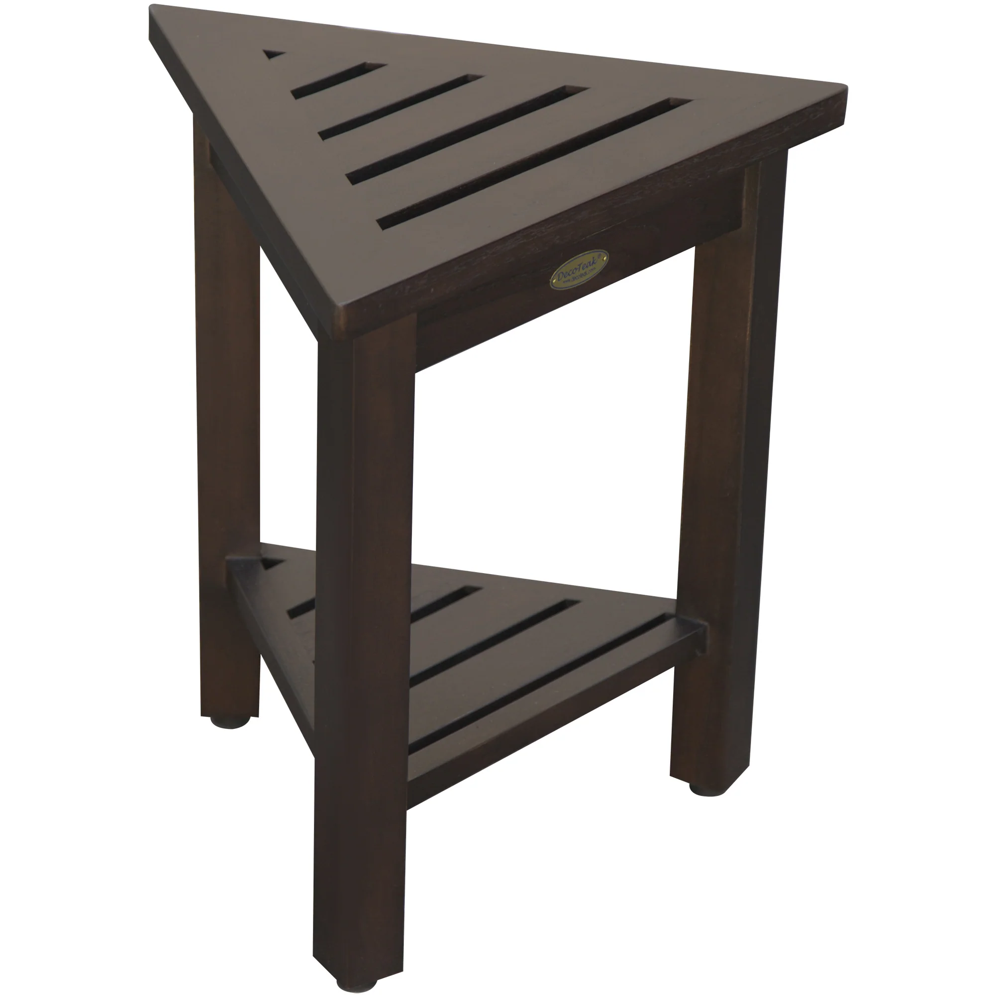 18" Teak Corner Shower Stool or Bench with Shelf in Brown Finish By Homeroots - Image 6