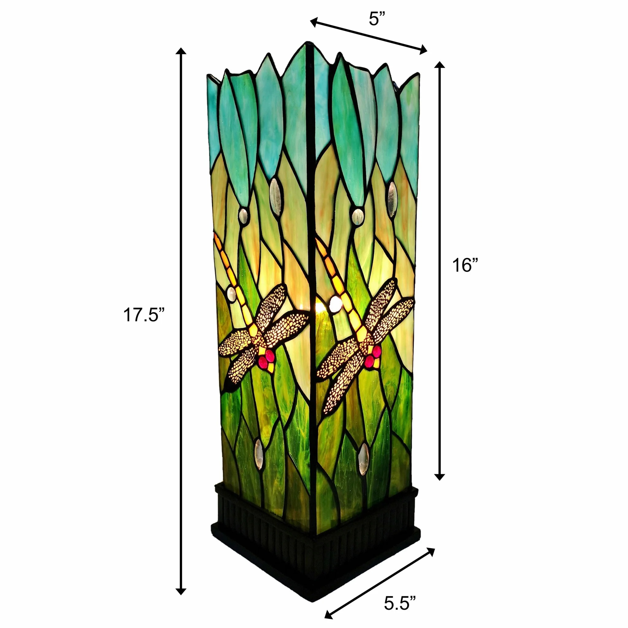 18" Tiffany Style Dragonfly Dark Brown Base Table Lamp By Homeroots - Image 3