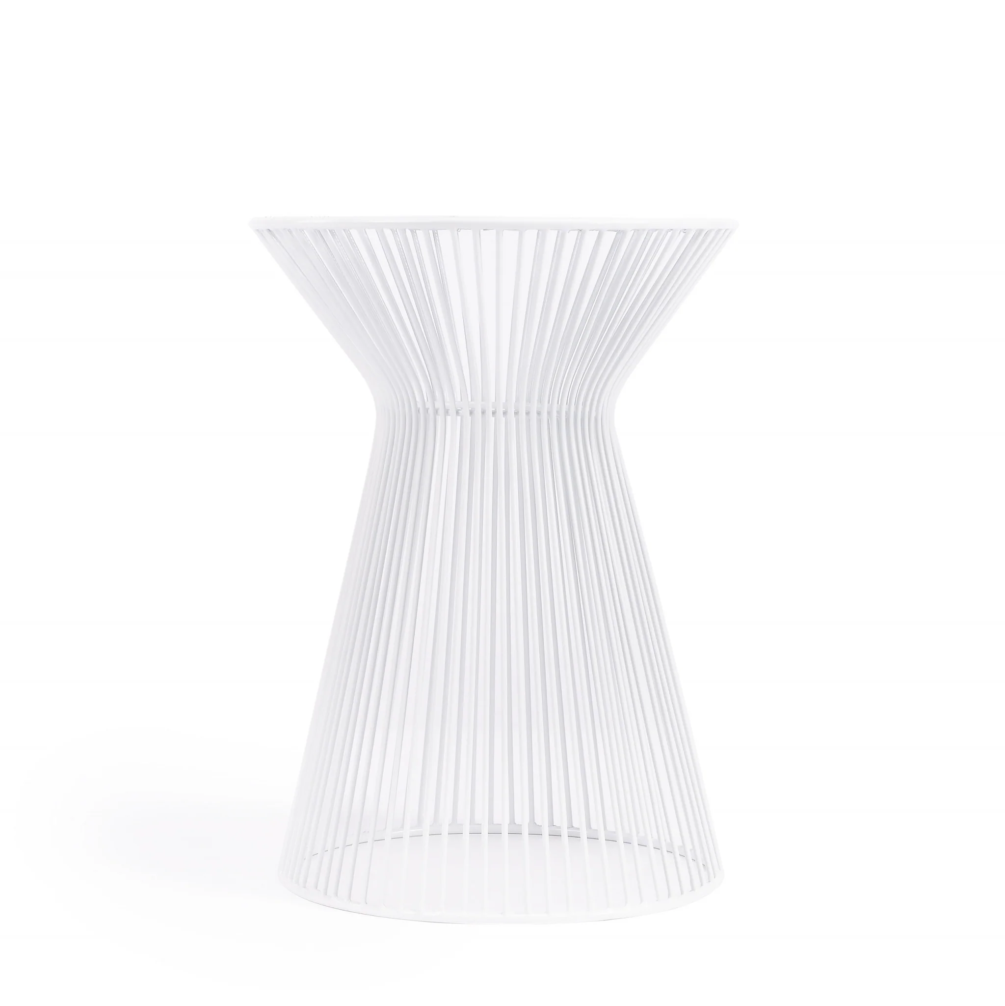 18" White Cinched Iron Round Top End Table By Homeroots - Image 2