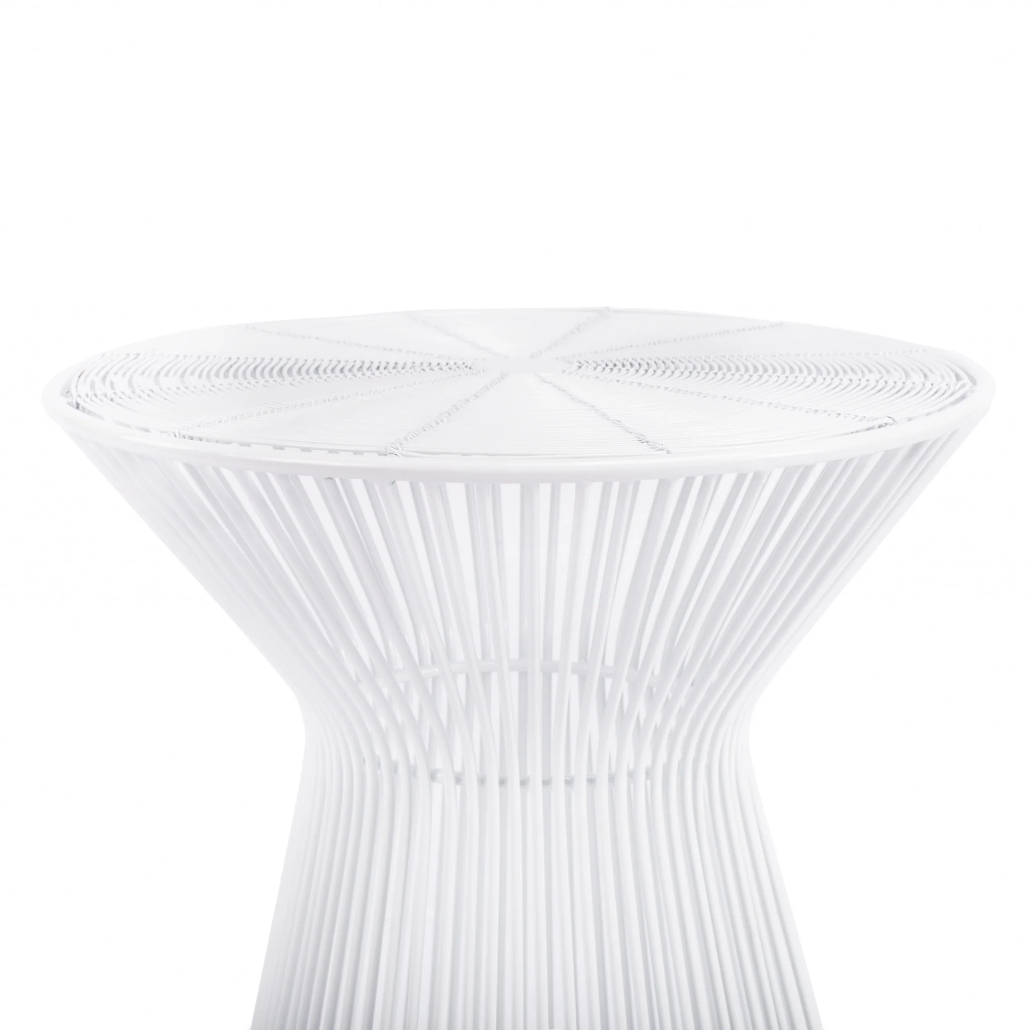 18" White Cinched Iron Round Top End Table By Homeroots - Image 6