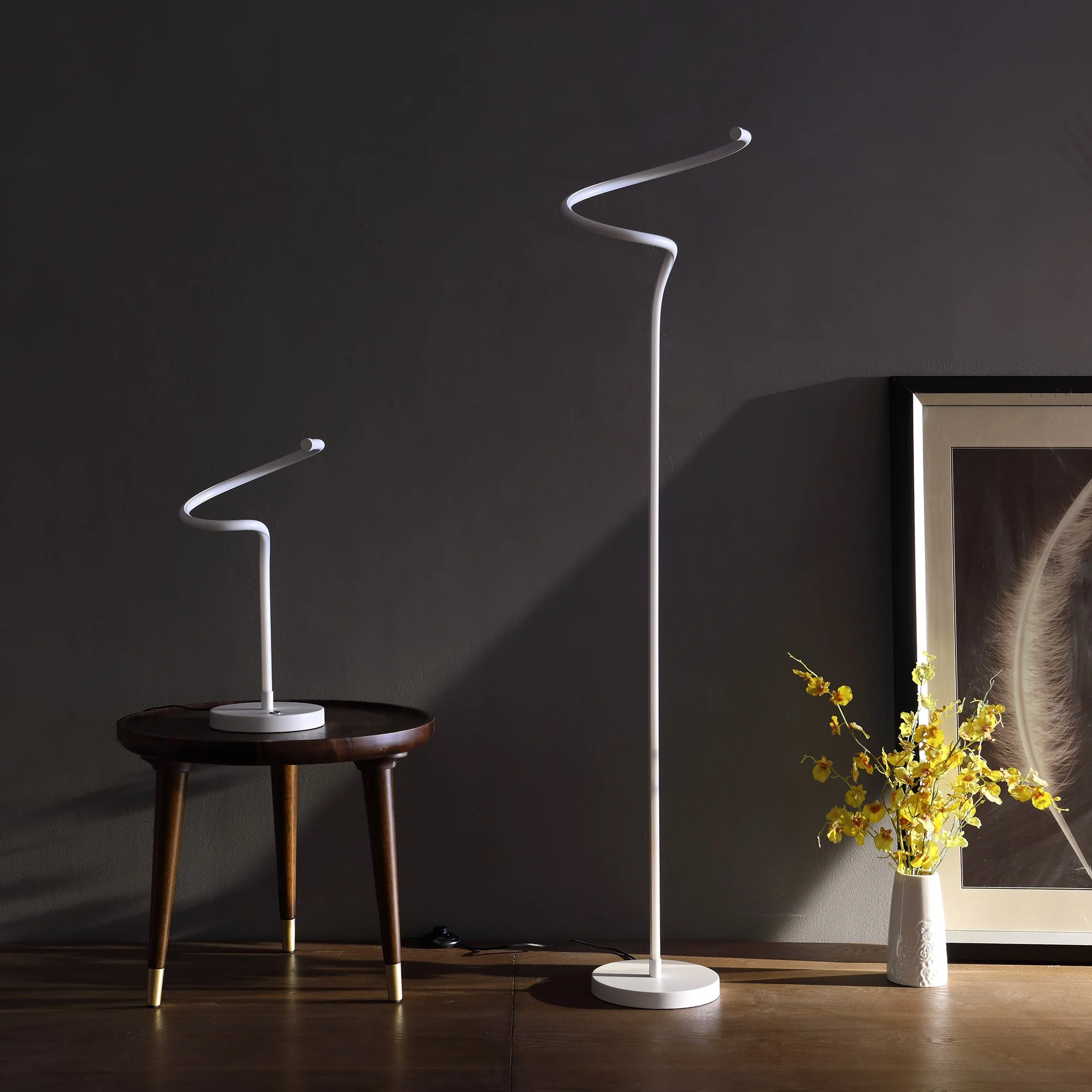 18" White Curvy Spiral LED Table Lamp By Homeroots - Image 2