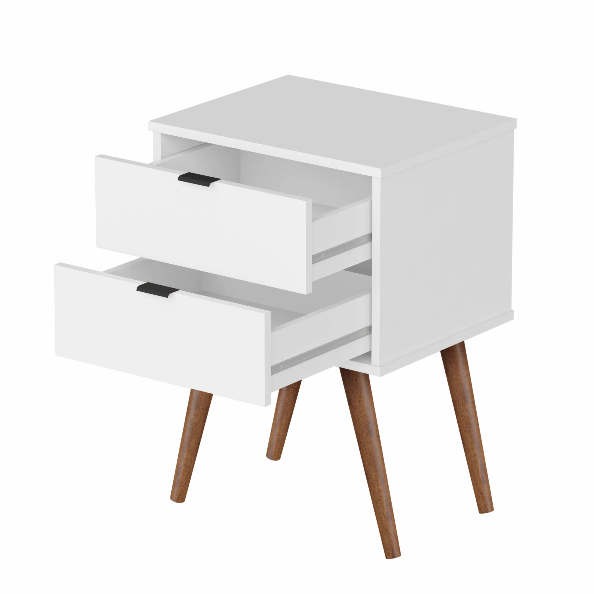 18" White Manufactured Wood Rectangular End Table With Two Drawers By Homeroots - Image 4