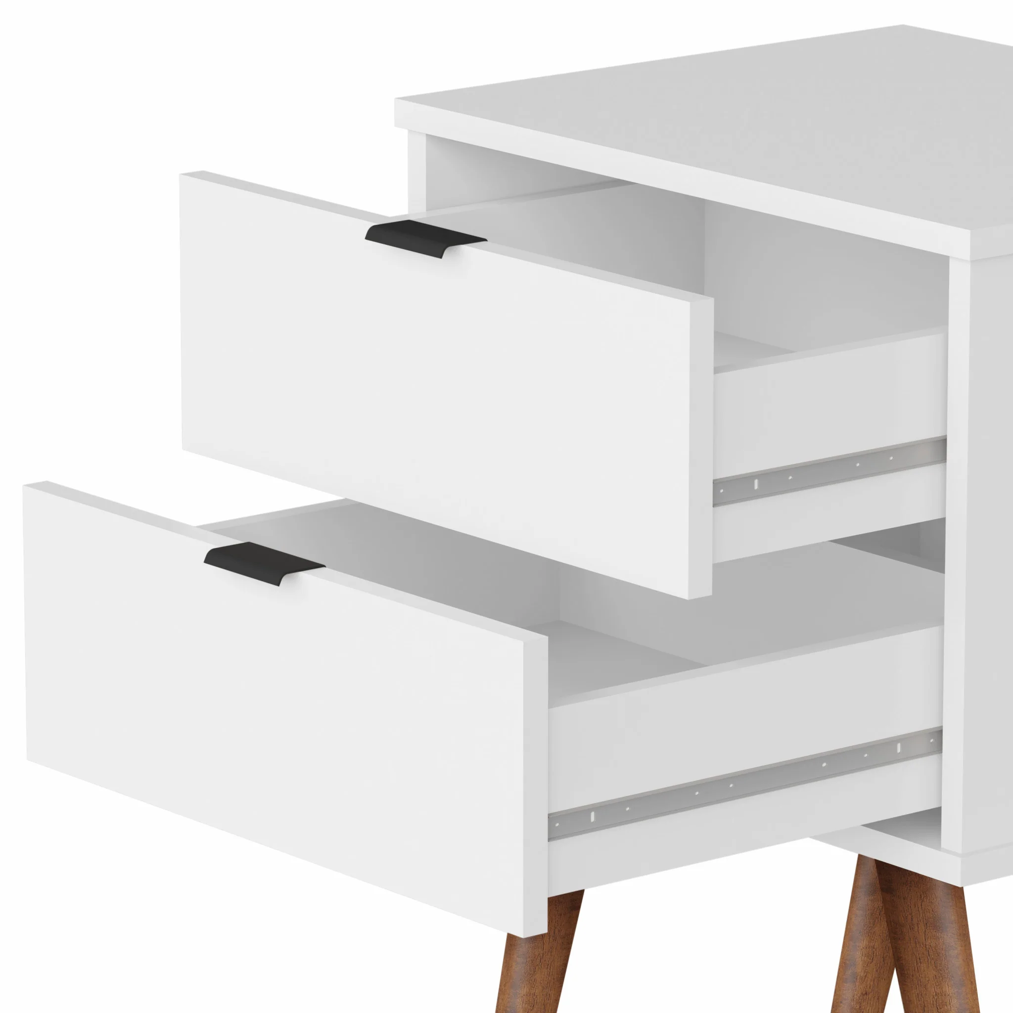 18" White Manufactured Wood Rectangular End Table With Two Drawers By Homeroots - Image 5