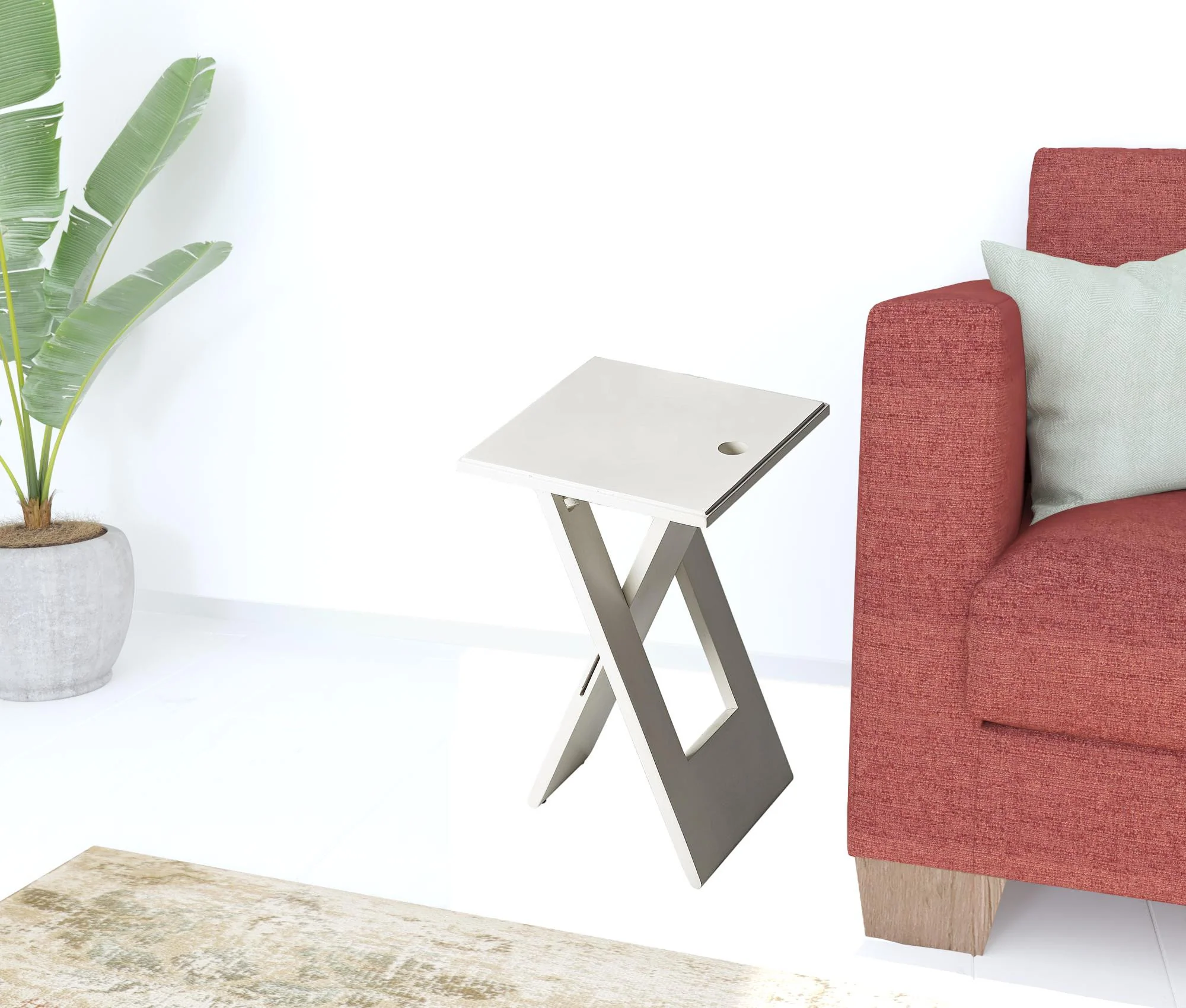 18" White Solid Wood Square Folding End Table By Homeroots - Image 2