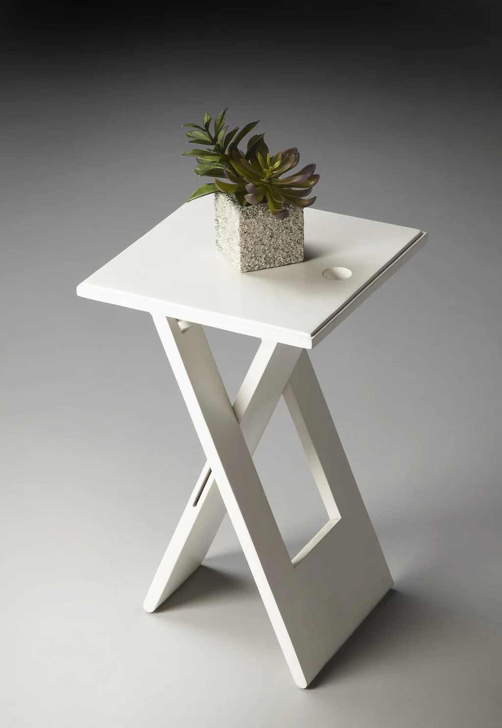 18" White Solid Wood Square Folding End Table By Homeroots - Image 4