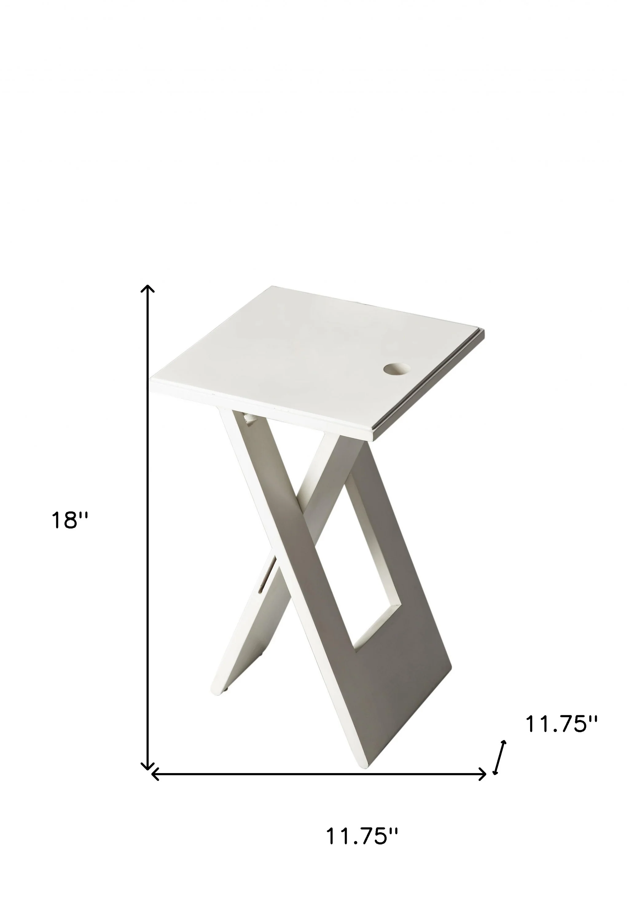 18" White Solid Wood Square Folding End Table By Homeroots - Image 5
