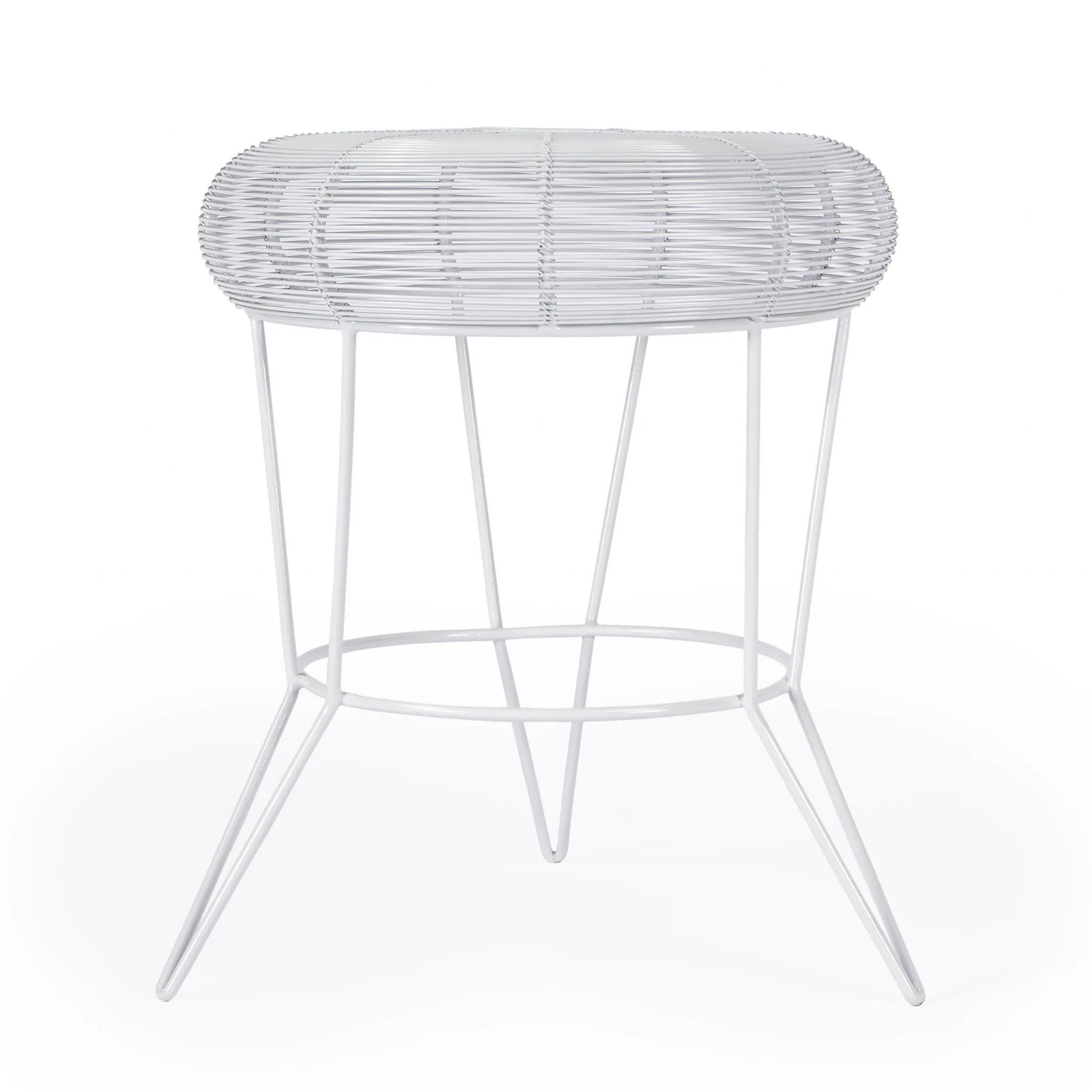18" White Wire Round top End Table By Homeroots - Image 2