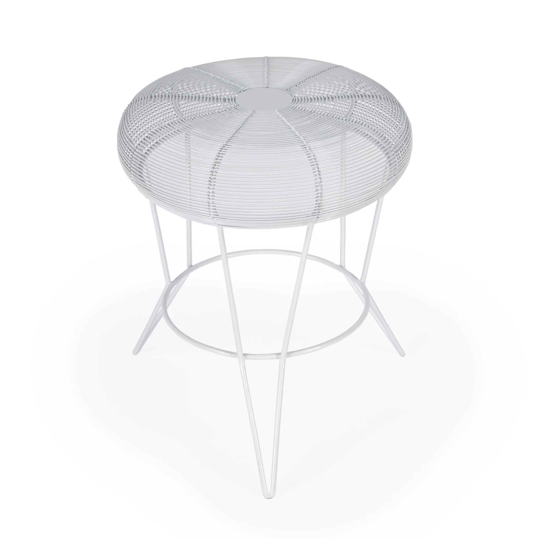 18" White Wire Round top End Table By Homeroots - Image 3