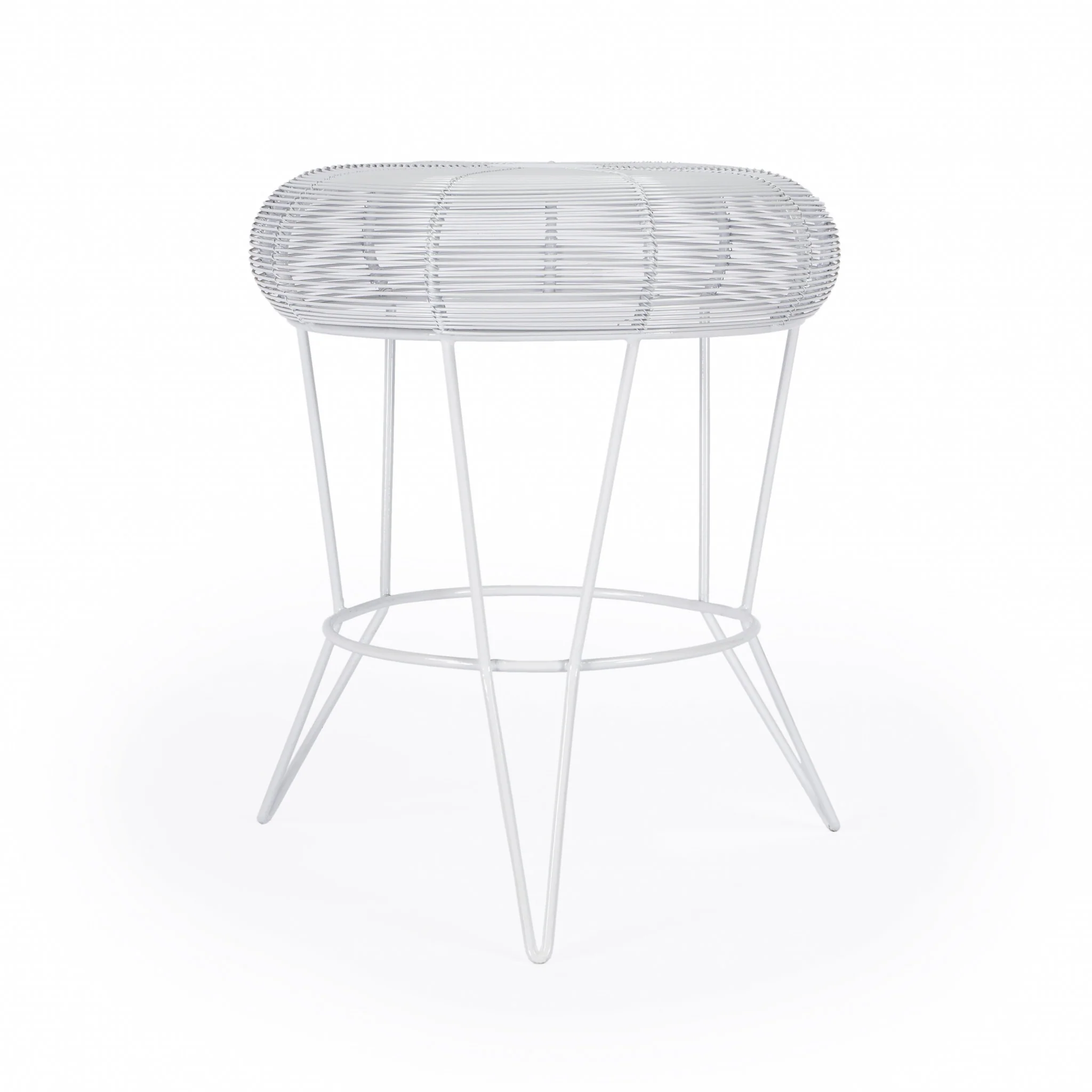 18" White Wire Round top End Table By Homeroots - Image 4