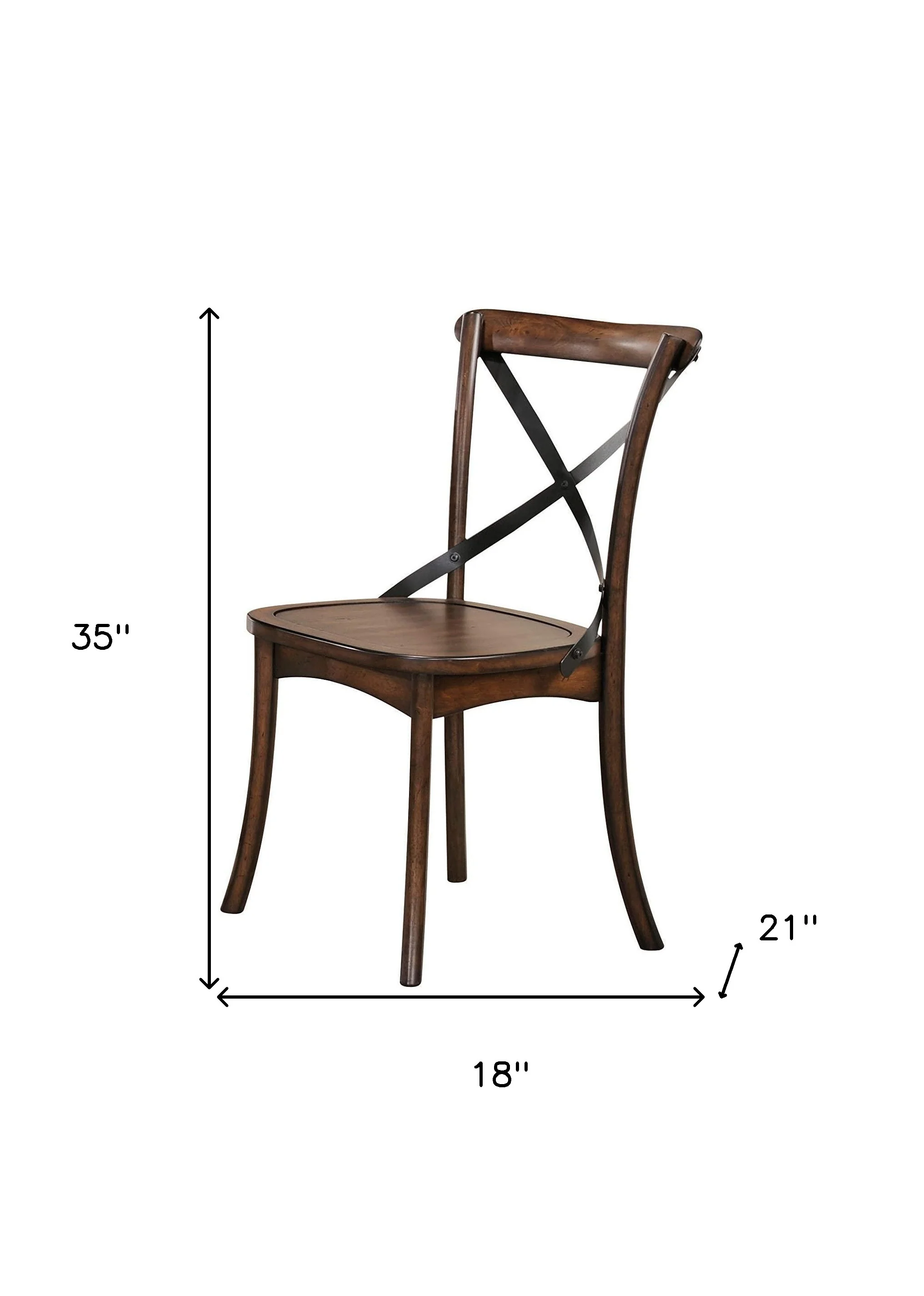 18" X 21" X 35" Dark Oak  Black Wood Side Chair Set2 By Homeroots - Image 4