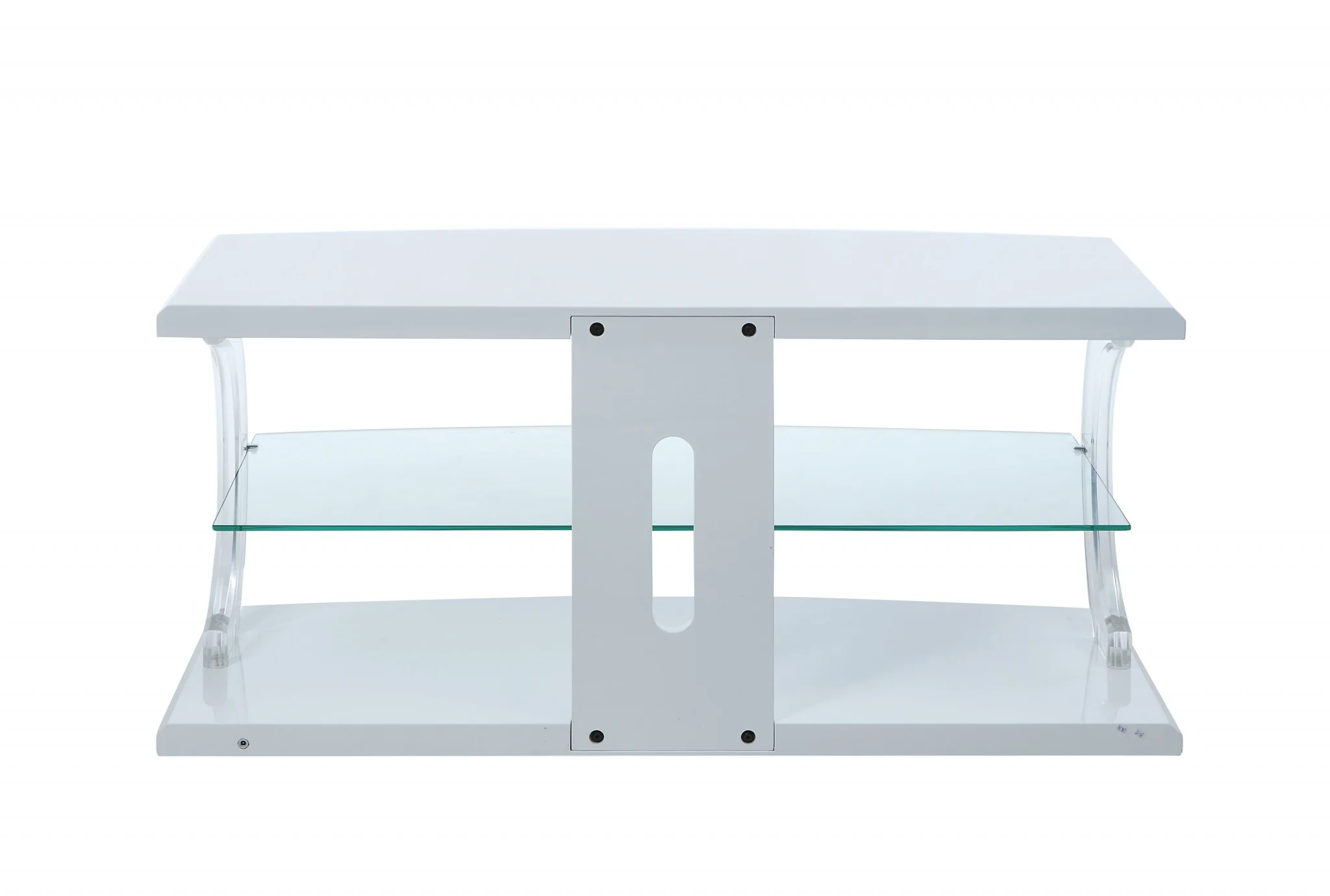 18' X 48' X 22' White Clear Glass Wood Glass Veneer (Melamine) TV Stand (LED) By Homeroots - Image 2