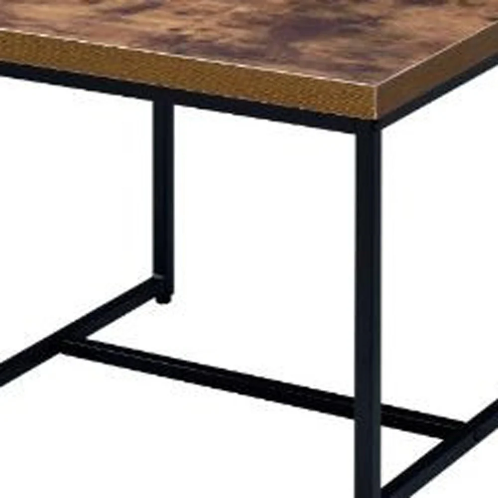 19" Black And Brown Oak Manufactured Wood And Metal End Table By Homeroots - Image 3