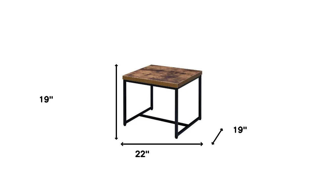 19" Black And Brown Oak Manufactured Wood And Metal End Table By Homeroots - Image 5