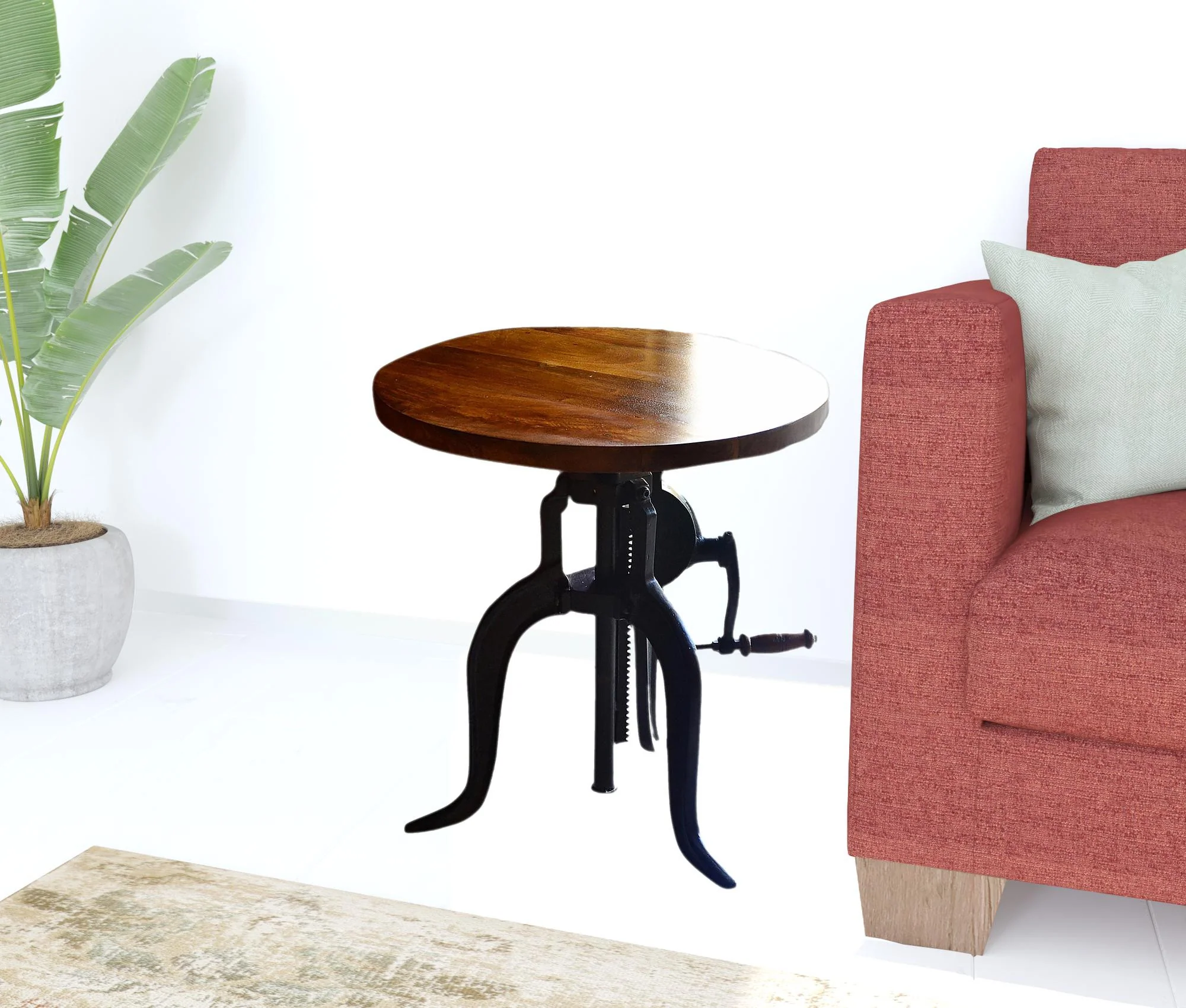 19" Black And Chestnut Solid Wood Round End Table By Homeroots - Image 2