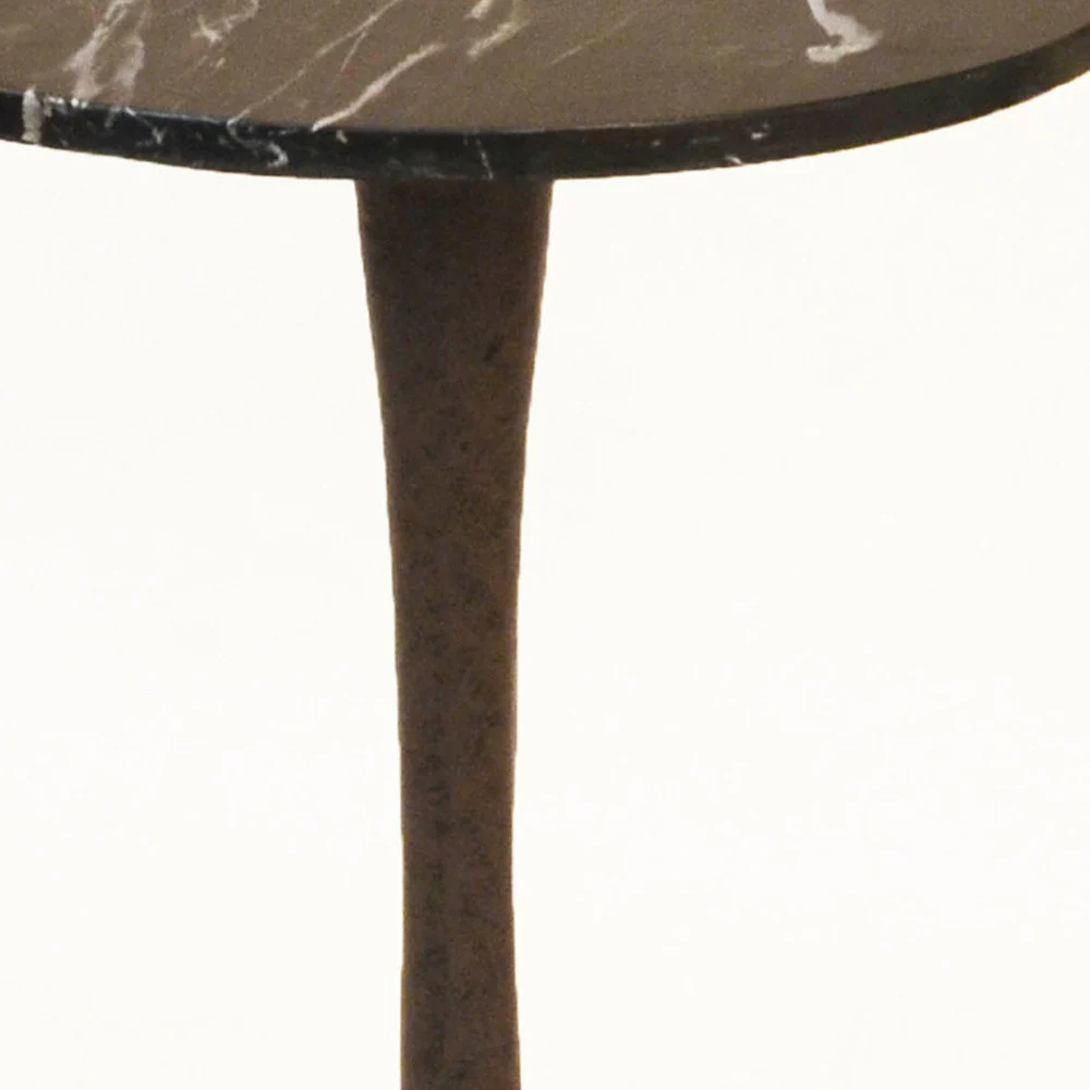 19" Black Marble Round End Table By Homeroots - Image 3
